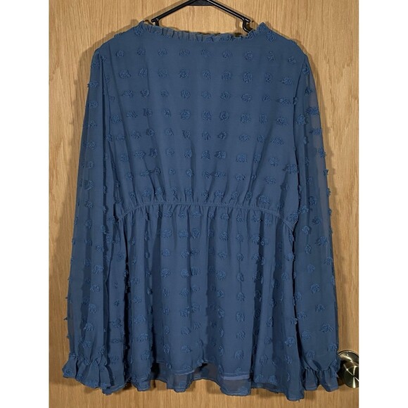 Maacie Women's 2XL Babydoll Top Sheer Long Sleeve Swiss Dots CottageCore Peasant - Picture 2 of 7